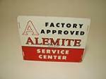 1962 Alemite Factory Approved "Automotive Service Center" single-sided tin painted garage sign. - Front 3/4 - 113151