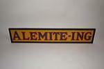 Wonderful 1930s Alemite "Alemite-ing" Automotive Grease single-sided tin painted wood framed garage sign. - Front 3/4 - 130594