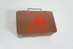 Mobil Oil - General Petroleum corporation First Aid service station metal kit. Still full! - Front 3/4 - 133247