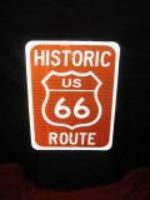 Addendum - Nifty Historic U.S. Route 66 metal highway road sign.  Highly desirable and collectible. - Front 3/4 - 144353