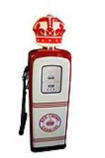 Late 1940s Standard Red Crown Gasoline M-S 80 restored station gas pump with one piece milk glass Crown globe. - Front 3/4 - 154645
