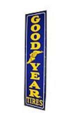 Large vertical 1930s-40s Goodyear Tires single-sided wood framed garage sign with winged foot logo. - Front 3/4 - 158030