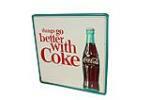 Large unusual version late 1950s-early 60s "Things Go Better with Coke" self-framed tin sign with bottle graphic. - Front 3/4 - 158251