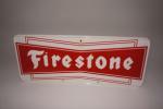N.O.S. Firestone Tires single-sided tin painted garage sign. - Front 3/4 - 162118