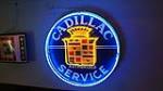 Reproduction Cadillac Service neon/tin sign with Cadillac logo. - Front 3/4 - 179489