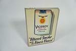 1950s Viceroy Cigarettes double-sided tin flange sign with cigarette pack logo. - Front 3/4 - 187729
