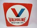Colorful vintage Valvoline Motor Oil double-sided automotive garage sign with logo. - Rear 3/4 - 203082