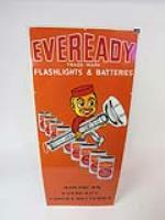 Large Eveready Flashlights and Batteries single-sided porcelain sign with killer graphics. - Front 3/4 - 203164