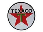 Very clean circa 1950s Texaco Oil double-sided porcelain service station sign with Texaco "T" logo. - Front 3/4 - 203955