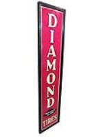 NOS 1930s-40s Diamond Tires single-sided wood-framed tin automotive garage sign - Front 3/4 - 204247