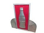 Museum quality NOS 1930s Coca-Cola wood-framed marquee tin three-dimensional bottle sign with wings. - Front 3/4 - 204248