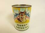 Exceptional 1940s Husky Motor Oil one-quart can with Husky dog artwork. Front and back display different graphics.  - Front 3/4 - 213355