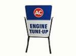 NOS 1960s AC Engine Tune-Up double-sided tin dealership curb sign. - Front 3/4 - 215326