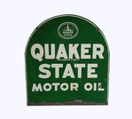VINTAGE QUAKER STATE MOTOR OIL DOUBLE-SIDED TIN SIGN - Front 3/4 - 233019