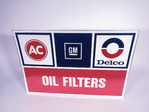 VINTAGE GM AC-DELCO OIL FILTERS TIN SIGN - Front 3/4 - 239310