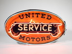 1930S UNITED MOTORS SERVICE NEON PORCELAIN SIGN - Front 3/4 - 242466