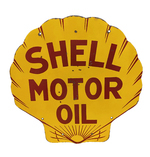 1929 SHELL MOTOR OIL PORCELAIN SIGN - Front 3/4 - 254581