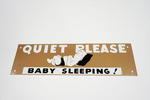 NOS 1950S QUIET PLEASE BABY SLEEPING TIN SIGN - Front 3/4 - 257276