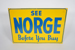 1950S SEE NORGE APPLIANCES TIN SIGN - Front 3/4 - 259526