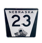 VINTAGE NEBRASKA HIGHWAY 23 METAL ROAD SIGN - Front 3/4 - 260956