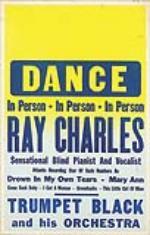 Ray Charles Cardboard Concert Poster, circa
1956. - Front 3/4 - 46597