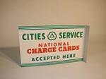 N.O.S. 1950s Cities Service Charge Cards accepted here station flange. - Front 3/4 - 64984