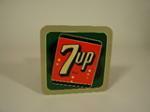 N.O.S. 1947 7-up Soda embossed tin logo sign. - Front 3/4 - 79356