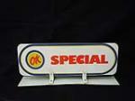 Hard to find 1950s-60s Chevrolet OK Used Cars car lot vehicle marquee double-sided metal sign. - Front 3/4 - 82429