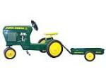 Rare 1950s all metal John Deere pedal tractor with trailer. - Front 3/4 - 93970