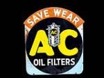 Rare AC Filters double-sided tin painted garage sign. - Front 3/4 - 97838