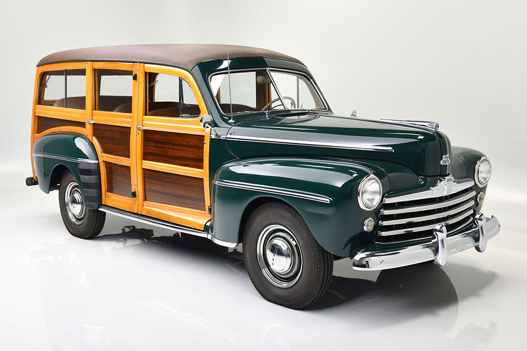 This 1947 Ford Super Deluxe Custom Woody Wagon (Lot #1341) is one of two vehicles Edsel B. Ford II is bringing to the 2021 Scottsdale Auction.