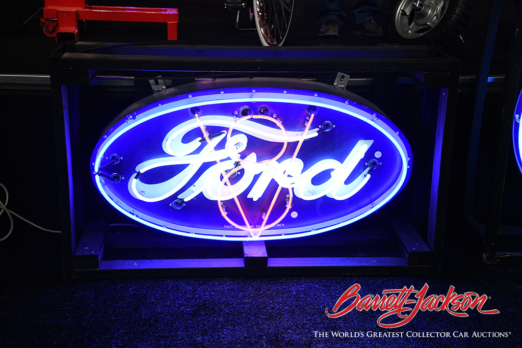 Lot #9397 - 1930S FORD V8 NEON PORCELAIN SIGN - $80,500