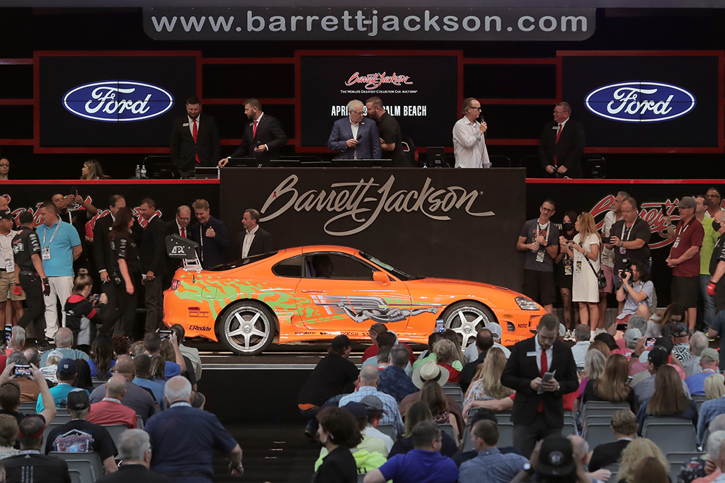 Shattering the previous auction record for a non-charity-sale Toyota Supra, the stunt car from two of the films in the "Fast & Furious" franchise brought in $550,000 at the Las Vegas Auction.