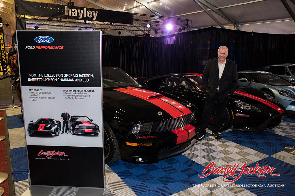 Classic Car S Scottsdale Auction Day Six Highlights Barrett Jackson Ceo Craig With His Edition 2008 Ford Shelby Mustang