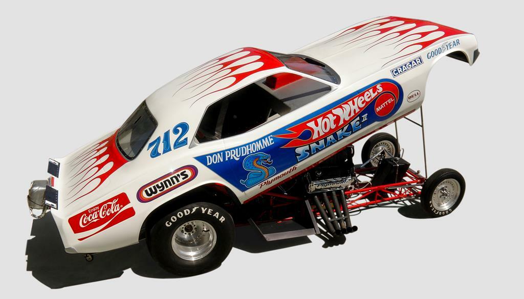 Don Prudhomme's famous "Snake II" funny car is headed to the Barrett-Jackson auction block in January as Lot #1345. It is one of three race cars Prudhomme is bringing to Barrett-Jackson.