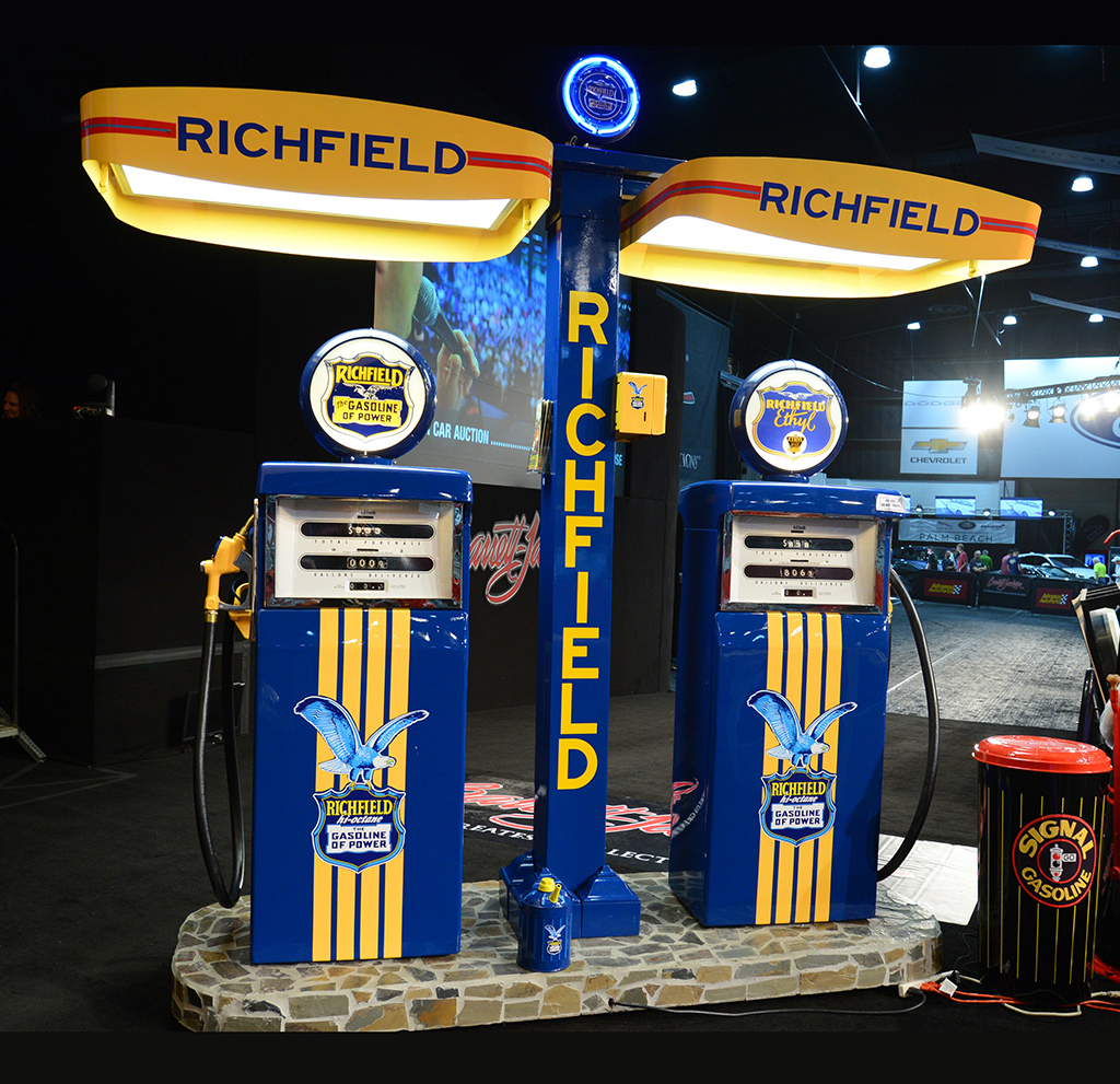 This impeccably restored Richfield gas station island was the top-selling piece of automobilia at the 2018 Palm Beach Auction, bringing in $36,800.