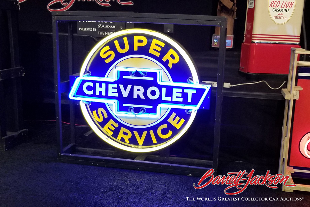 LOT #8296 - 1930S-40S CHEVROLET SUPER SERVICE NEON PORCELAIN SIGN - $13,225