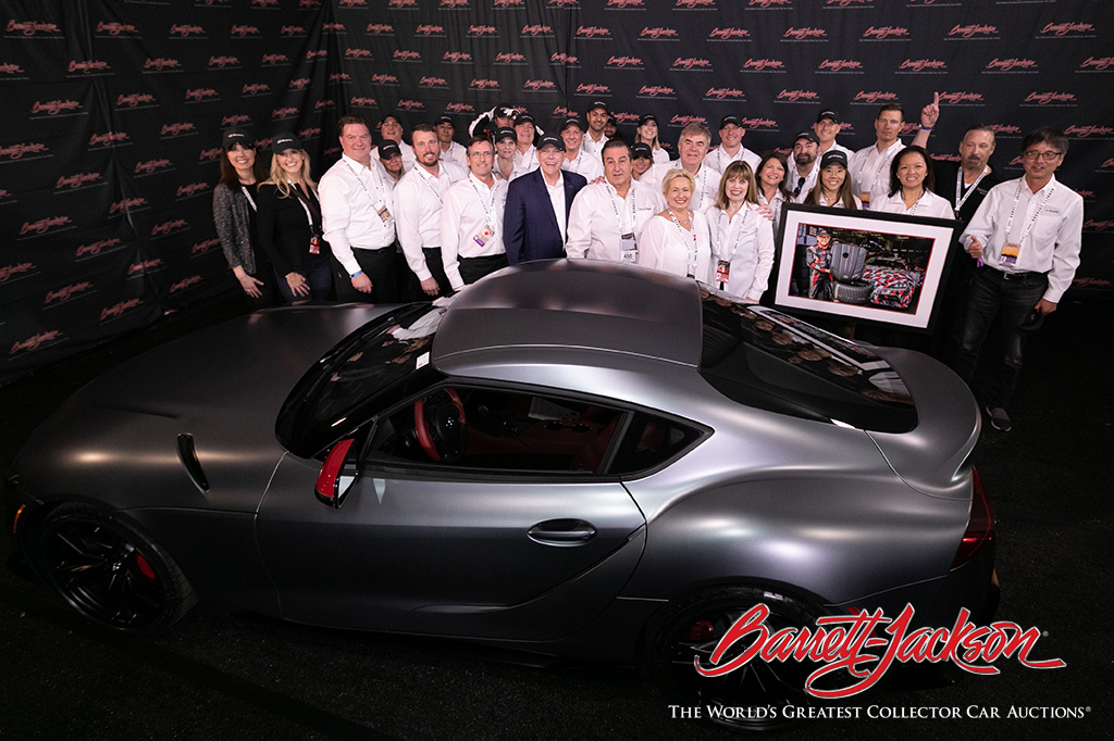 Craig Jackson, winning bidders John and Jeanette Staluppi, Medal of Honor Winner Dakota Meyer, American Heart Association CEO Nancy Brown, representatives from the Bob Woodruff Foundation and the entire team from Toyota had good cause to celebrate after the $2.1 million sale of the 2020 Toyota Supra, VIN 20201.