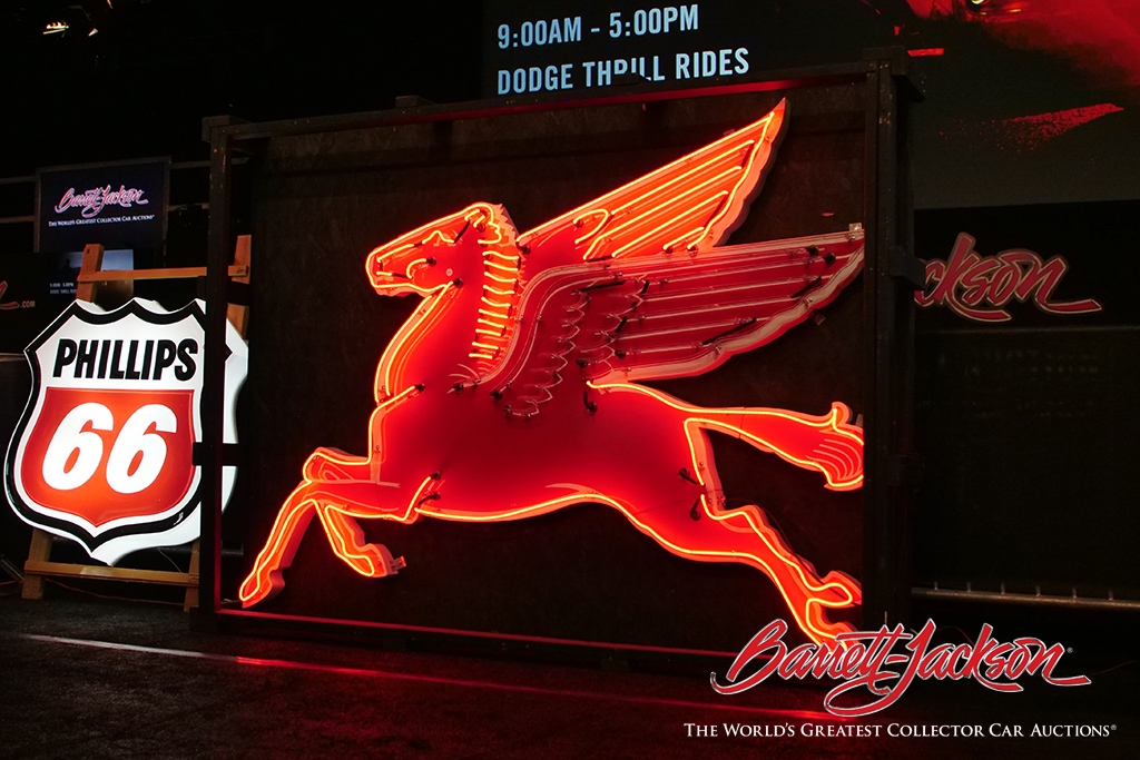 LOT #8298 - 1950S MOBILOIL PEGASUS ANIMATED PORCELAIN NEON SIGN - $40,250