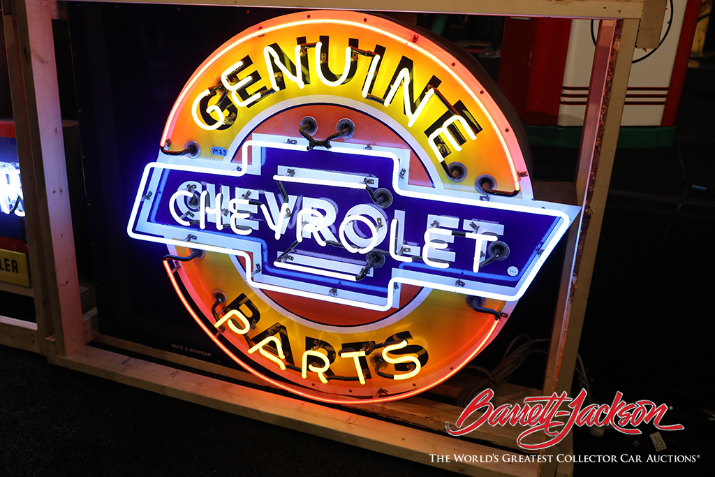 Lot #8446 - 1930S-40S CHEVROLET GENUINE PARTS NEON PORCELAIN SIGN - $25,300