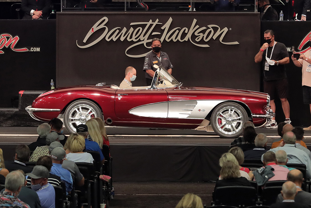 Resto-Mods continue to rock the block at Barrett-Jackson, like this 1959 Chevrolet Corvette Custom Convertible (Lot #771) that sold for $187,000.