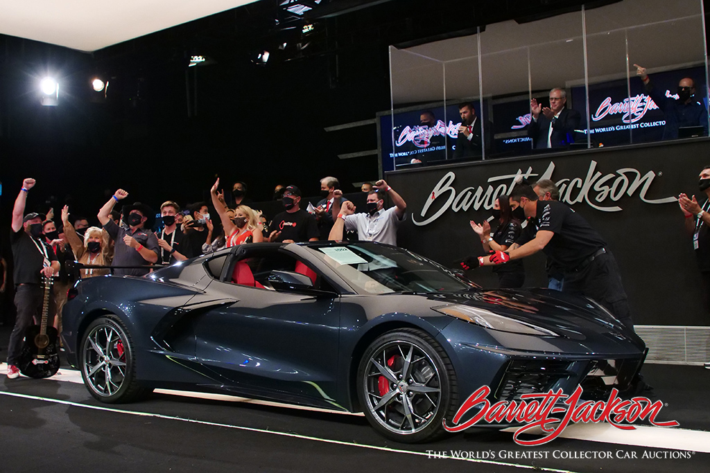 Representatives of the HeartStrings Foundation couldn't contain their excitement when a 2020 Chevrolet Corvette sold for $370,000 to benefit the organization.