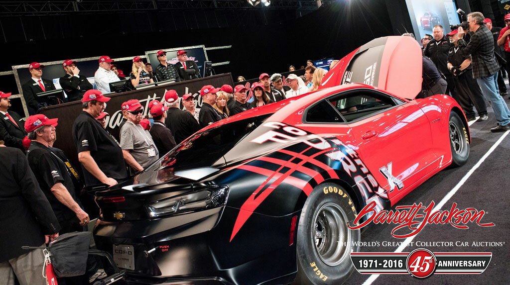 The Courtney Force-designed 2016 Chevrolet COPO Camaro VIN #001 hammered at $300,000, all to benefit the United Way.