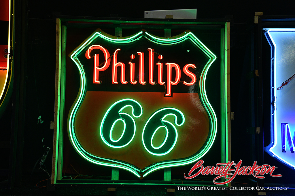 Lot #9396 - LARGE 1950S PHILLIPS 66 PORCELAIN WITH NEON SIGN - $19,550