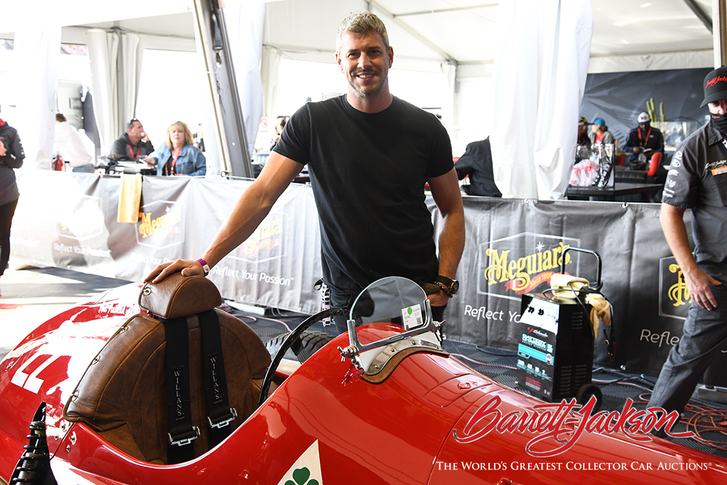 ANT ANSTEAD WITH HIS 1938 ALFA ROMEO ALFETTA 158 RE-CREATION, WHICH SOLD FOR $110,000.