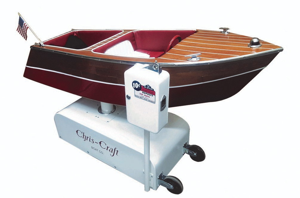 On the docket for the 2017 Las Vegas Automobilia Auction at No Reserve is this exquisite 1950s Chris Craft "Woody" speedboat coin-operated kiddie ride. Restored with African mahogany with great attention to detail, it is beautifully styled and works wonderfully.