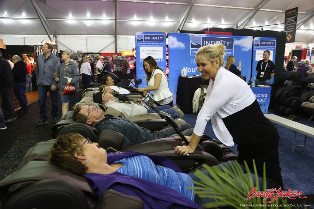 After exploring the 74-acre auction site, visitors were eager to check out the massage chairs in the Exhibitor Marketplace.