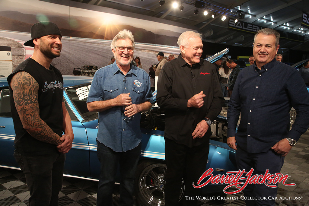 TOGETHER AGAIN! BARRETT-JACKSON CEO CRAIG JACKSON AND LEAD DESIGNER CHARLES CIMINO REUNITED “FAST AND FURIOUS” TECHNICAL ADVISER CRAIG LIEBERMAN (RIGHT) AND PICTURE CAR WAREHOUSE FOUNDER TED MOSER WITH THE YENKO CAMARO USED IN “2 FAST 2 FURIOUS.”