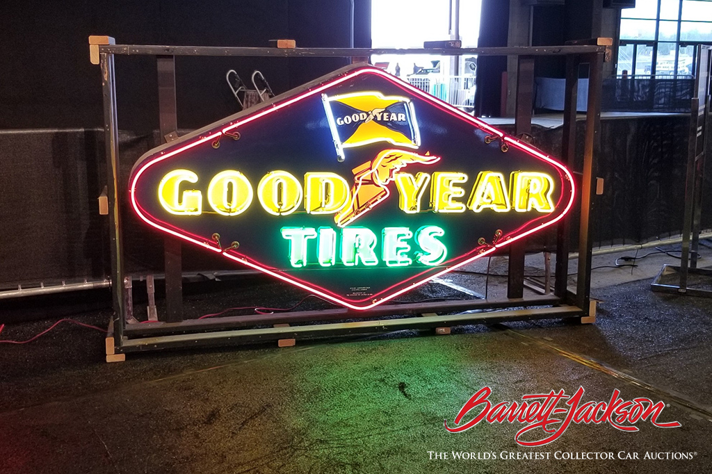 LOT #8294 - LARGE 1952 GOODYEAR TIRES NEON PORCELAIN SIGN - $10,350