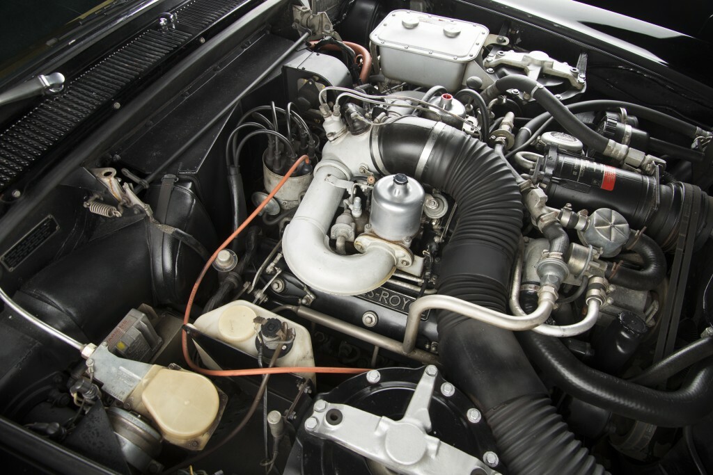 The largely original 412 cid engine received a light cosmetic restoration. Look closely and you'll see two carburetors and beautiful Rolls-Royce logo valve covers.